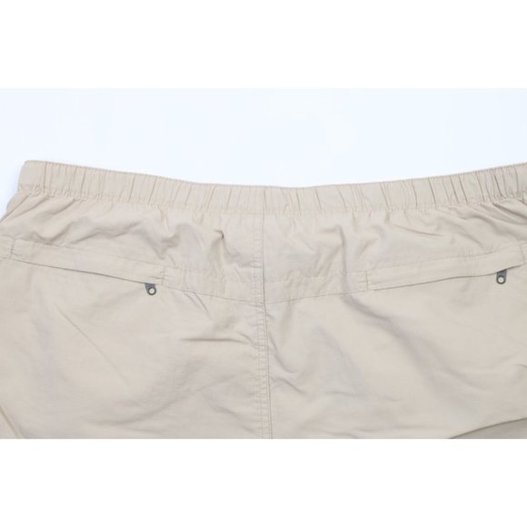 Vintage 90s Lands End Mens XL Belted Lined Above Knee Shorts Baggies Beige Nylon - Picture 10 of 11